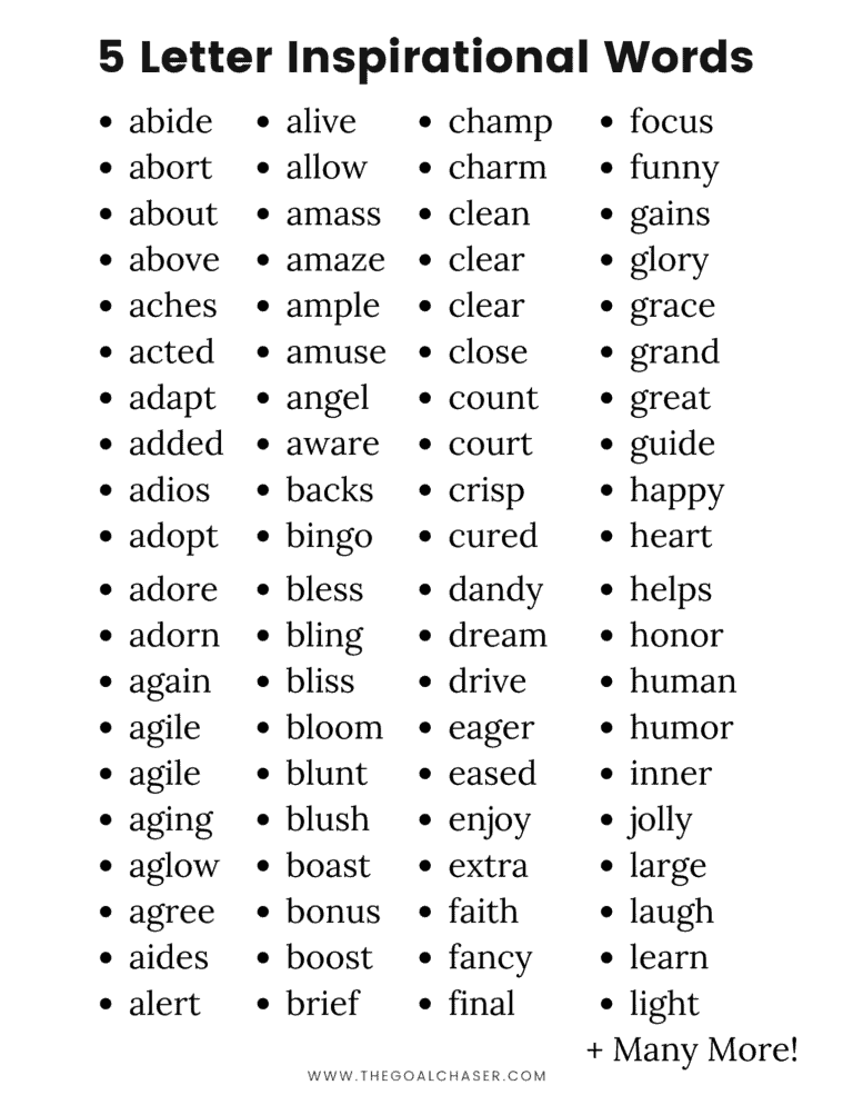 5 letter words with who