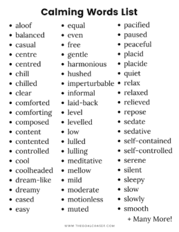Calming Words List - Beyond Saying 'Calm Down'