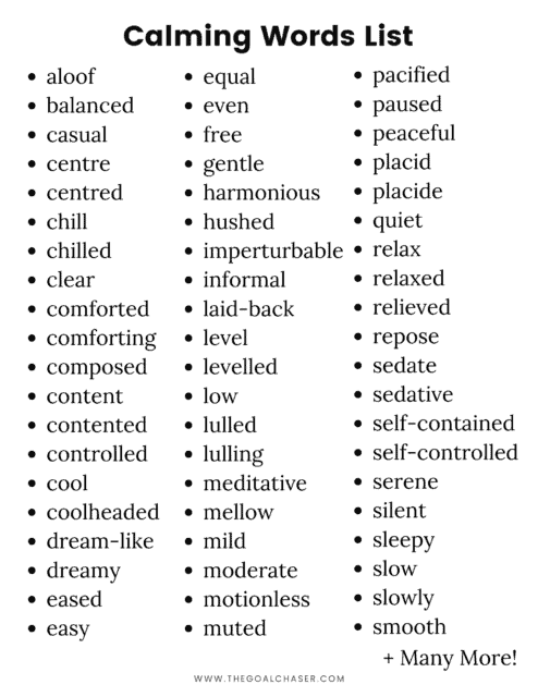 Calming Words List - Beyond Saying 'Calm Down'