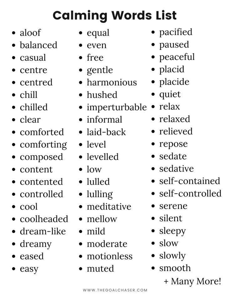 Calming Words List - Beyond Saying 'Calm Down'