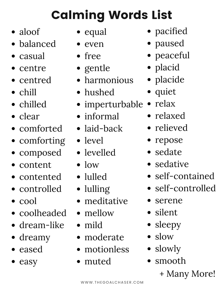 Calming Words List  Beyond Saying 'Calm Down'