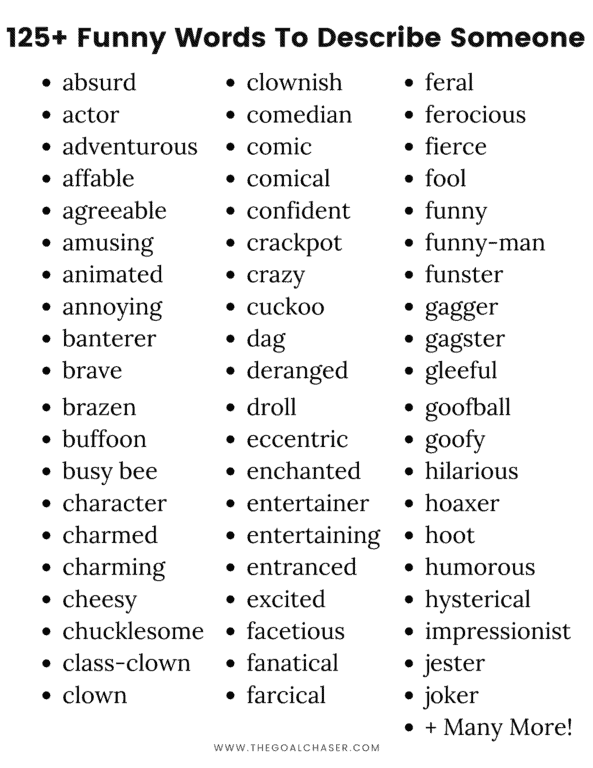 125+ Funny Words To Describe Someone Funny Adjectives
