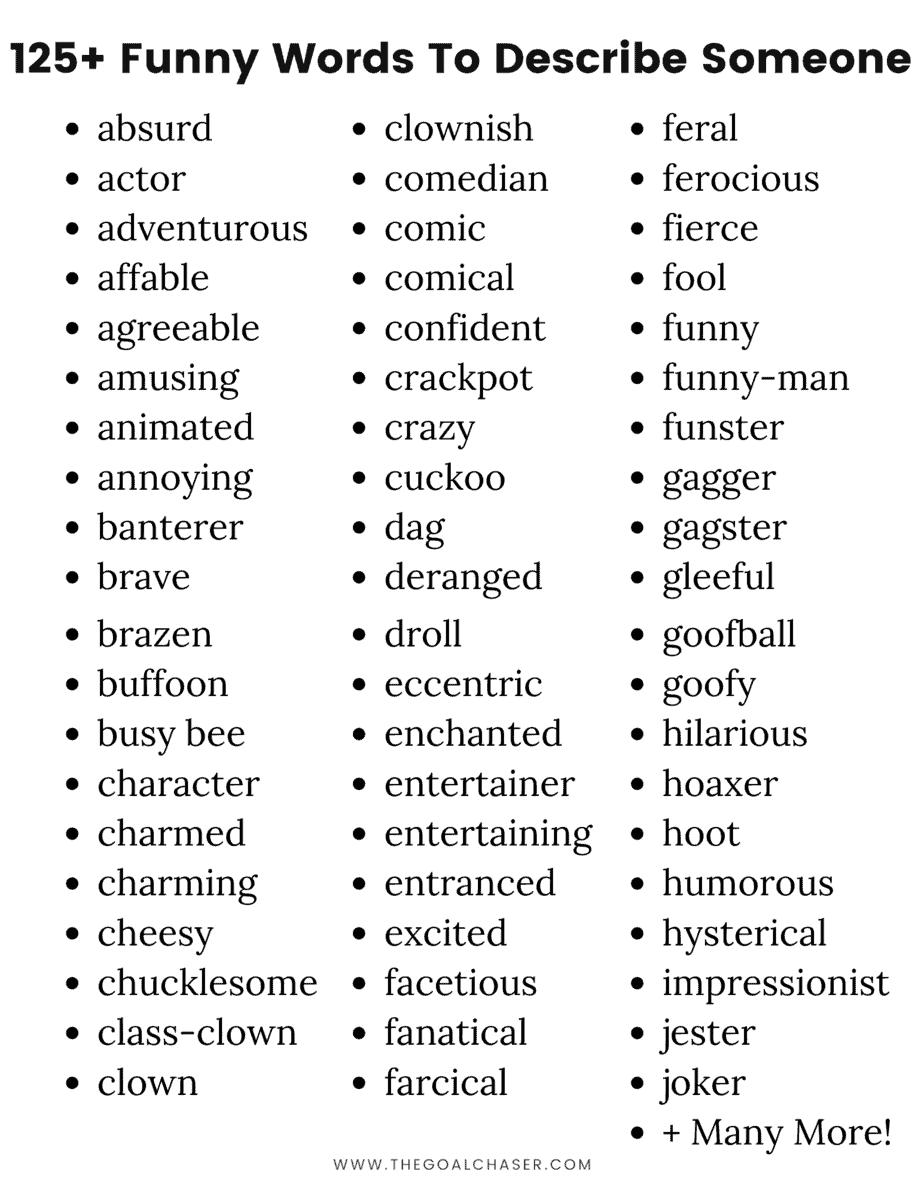 125+ Funny Words To Describe Someone - Funny Adjectives