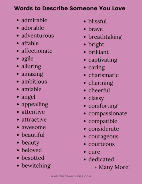 Words To Describe Someone You Love - A List From A-Z