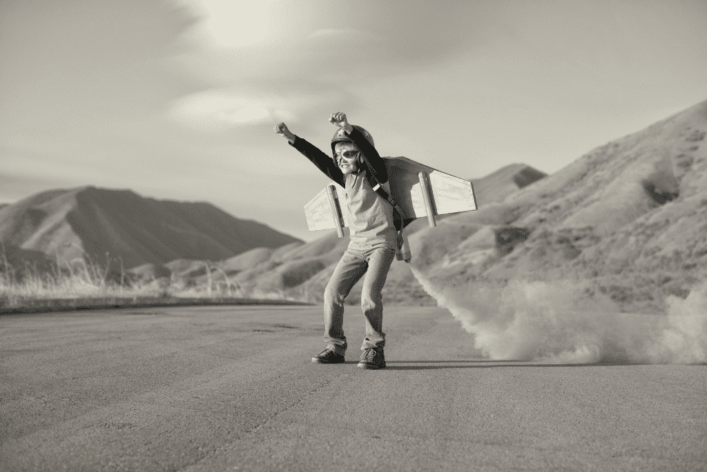 Motivation - boy with rocket