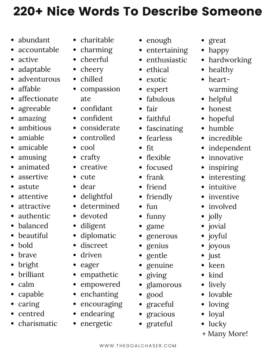 12+ Positive Words to Describe Someone   List of Adjectives