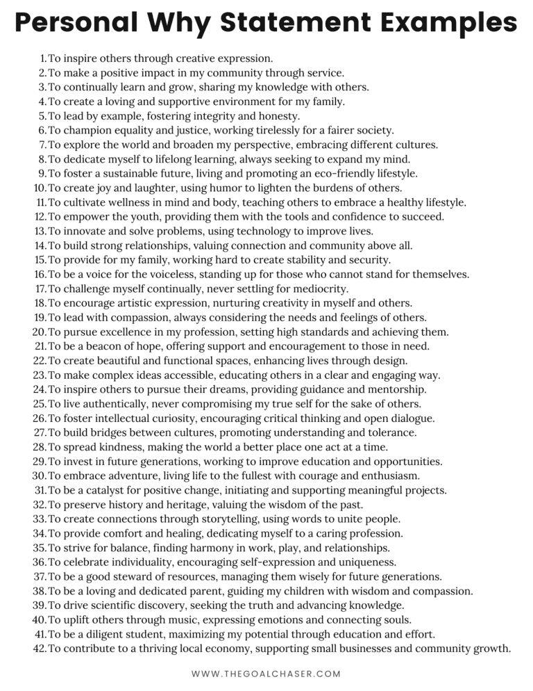 How To Write A Personal 'Why' Statement (With 50 Examples) - The Goal ...
