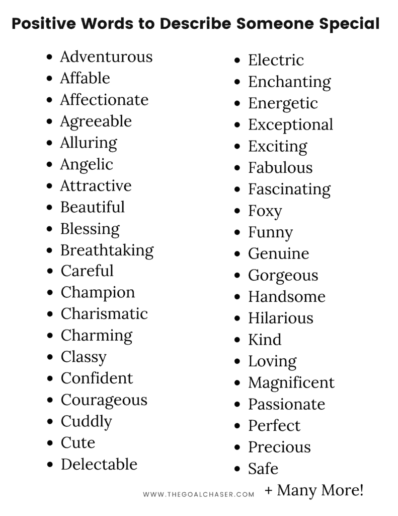Positive Words to Describe Someone Special - List & Image