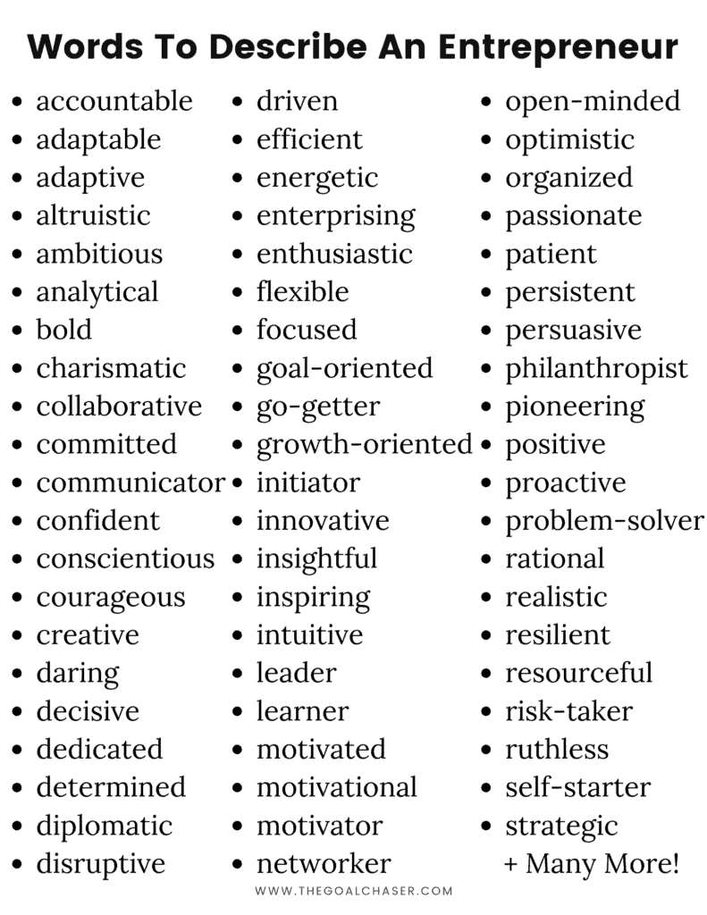 5 Adjectives To Describe A Entrepreneur