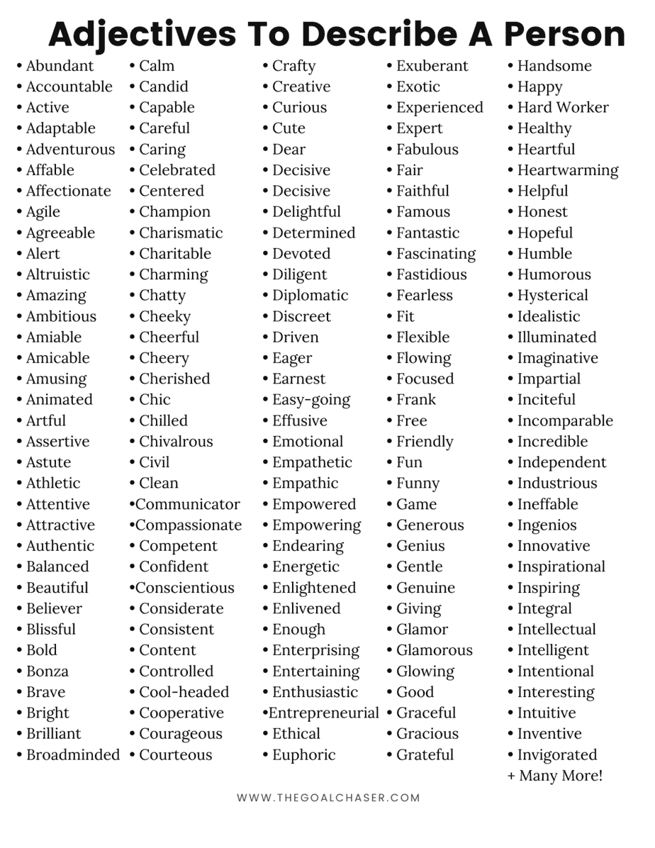 positive adjectives list