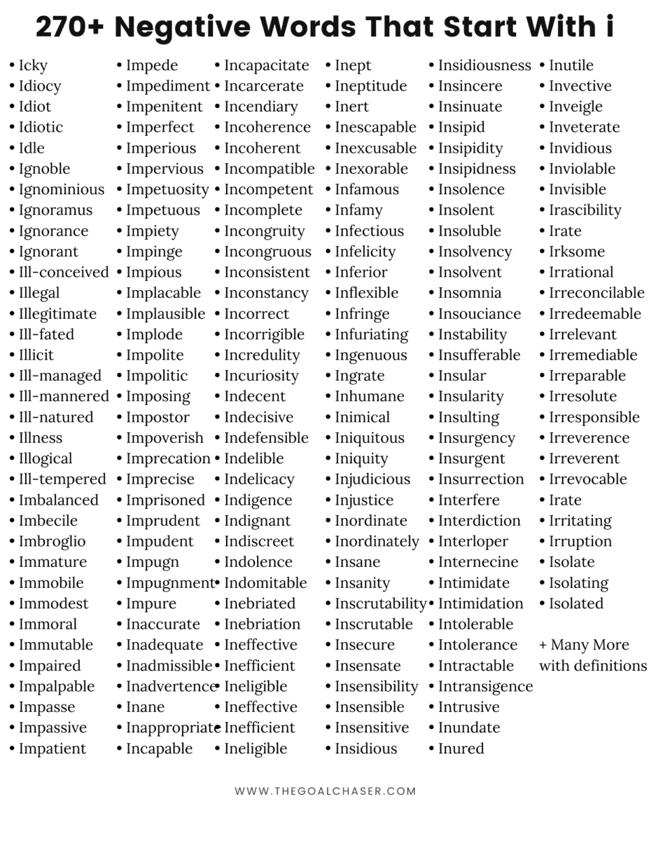 270+ Negative Words That Start with I (With Definitions) – Bad I Words
