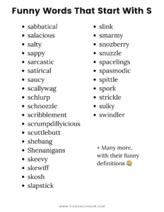 Funny Words That Start With S (With Definitions)