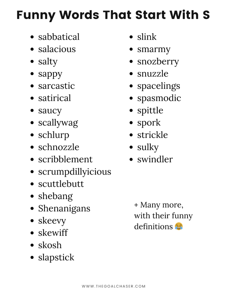 list of funny words that start with s