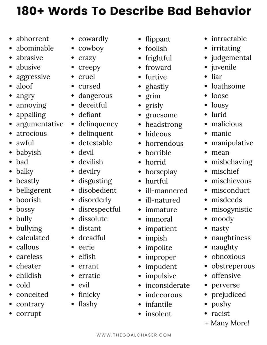 Verbs To Describe A Bad Person