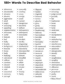 180+ Words To Describe Bad Behavior - The Goal Chaser