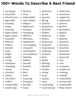 100+ Words To Describe A Best Friend - Adjectives For Best Friends