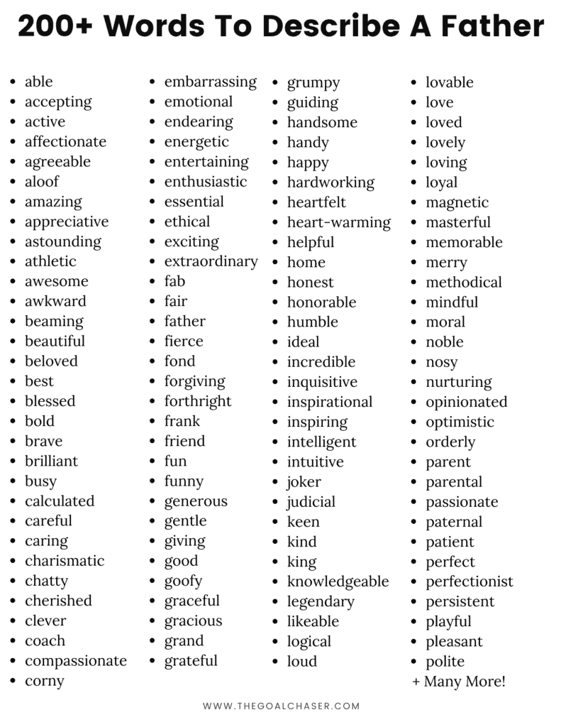 list of words to describe a father