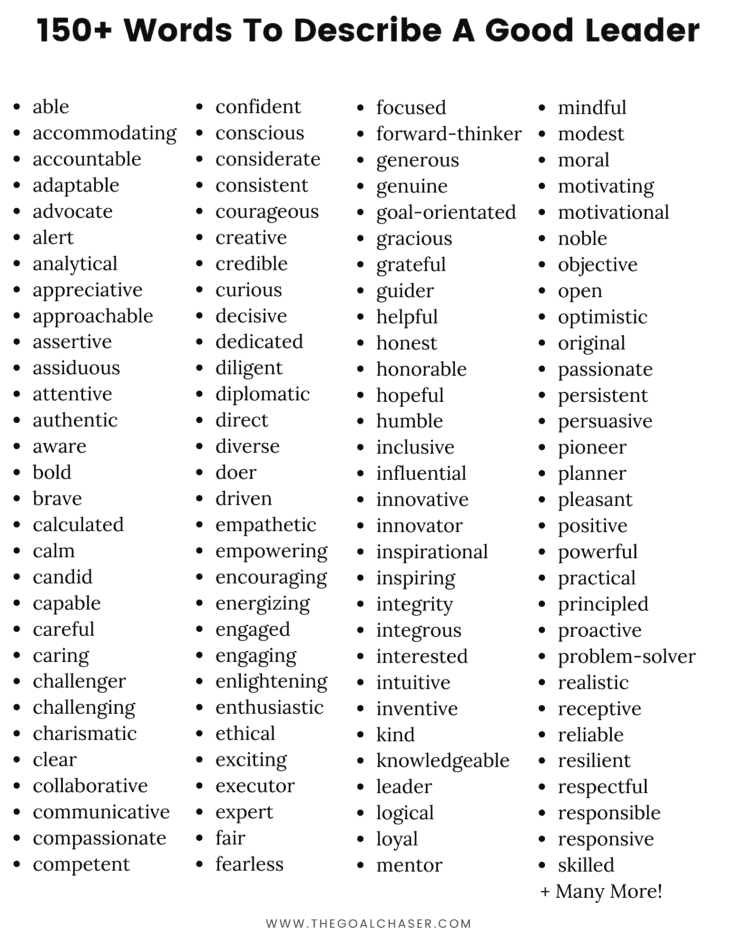 Words To Describe A Leader - Good, Bad & Unique Leadership Adjectives