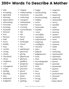 200+ Words To Describe A Mother - Adjectives For Mothers