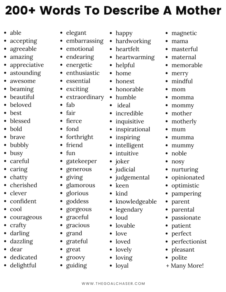 200+ Words To Describe A Mother - Adjectives For Mothers