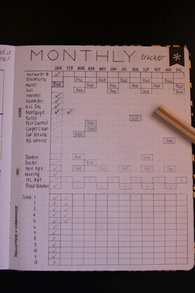 monthly tracker for an entire calendar year