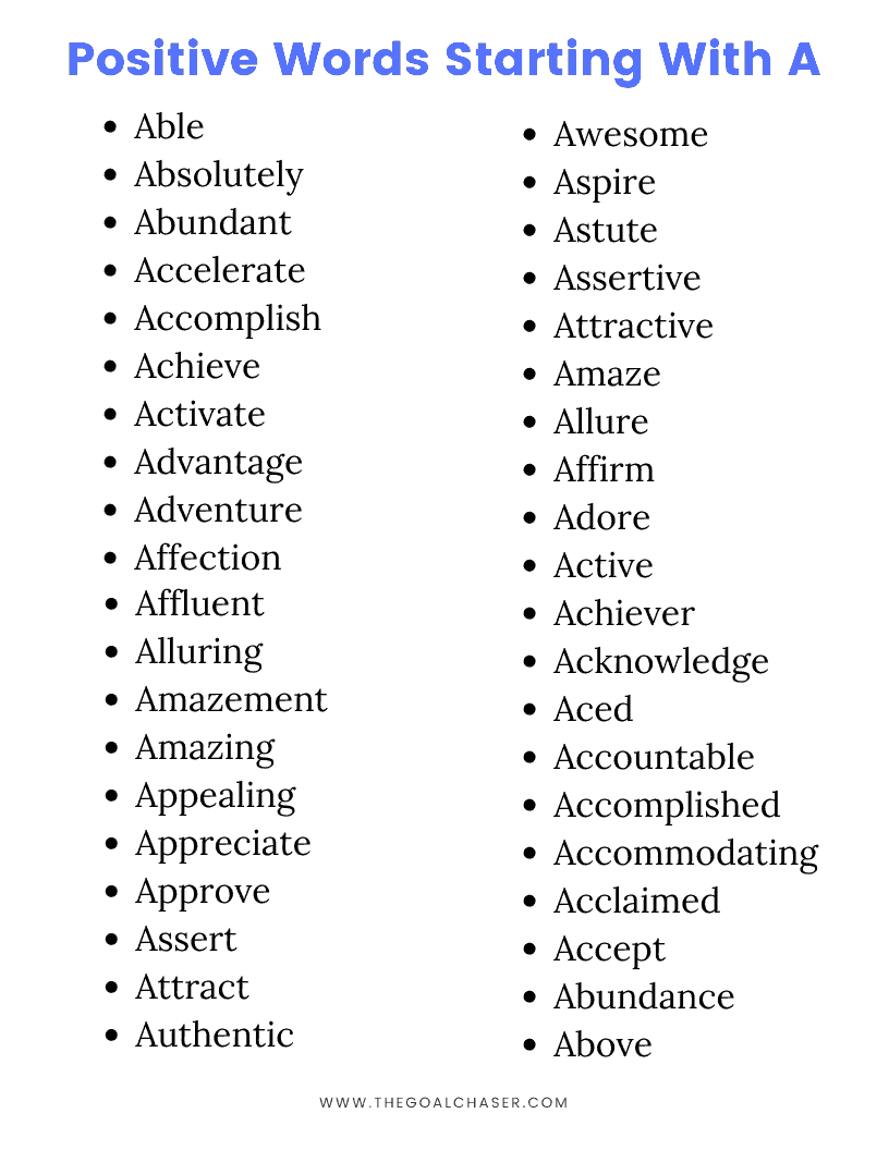 Positive Words List A Z How To Use Them More Often 