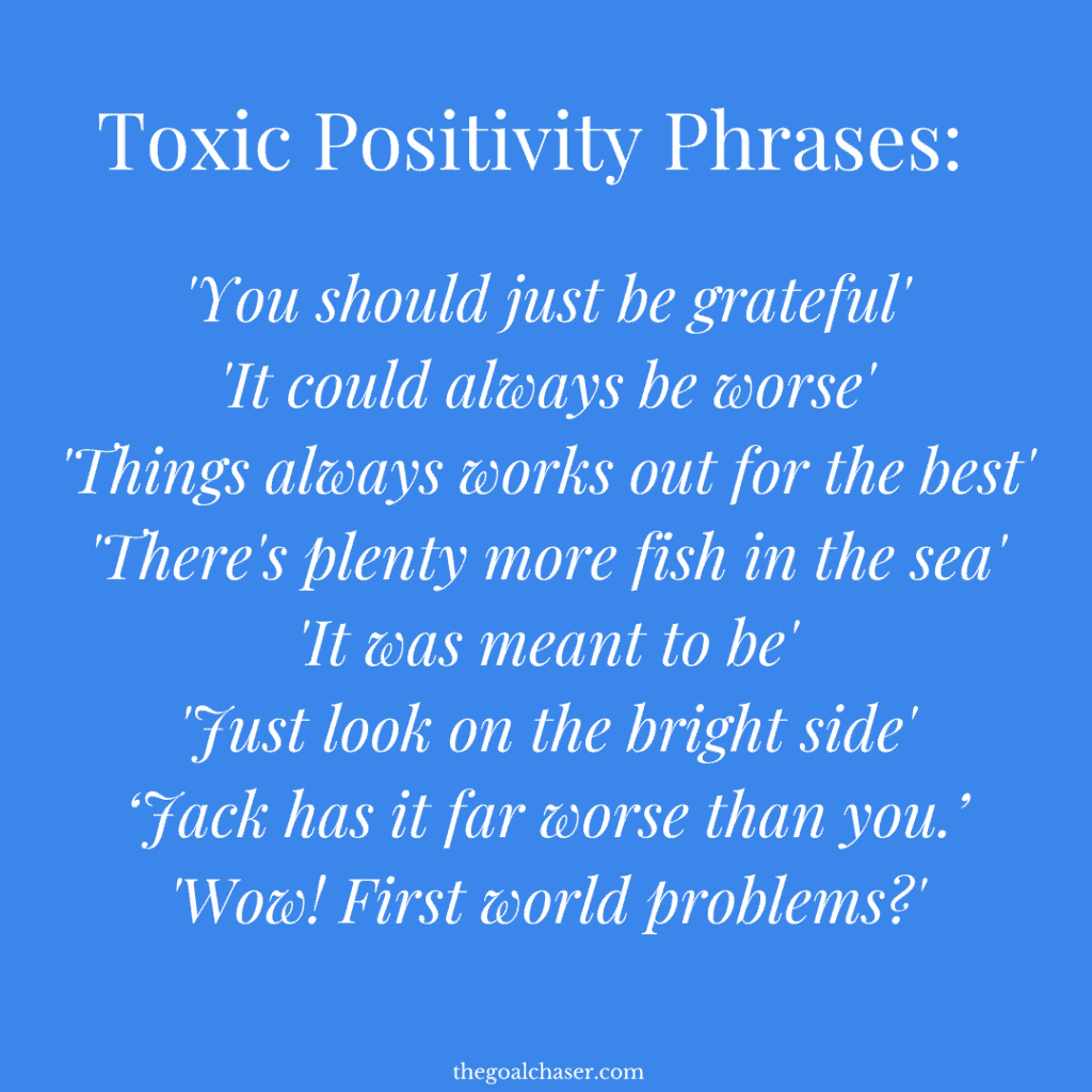 List of examples of toxic positivity statements 