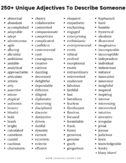 250+ Unique Adjectives to Describe a Person - The Goal Chaser