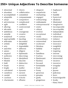 250+ Unique Adjectives to Describe a Person - The Goal Chaser