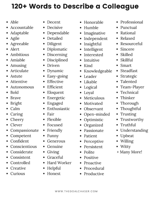 Words to Describe a Colleague or Coworker - 120+ Adjectives