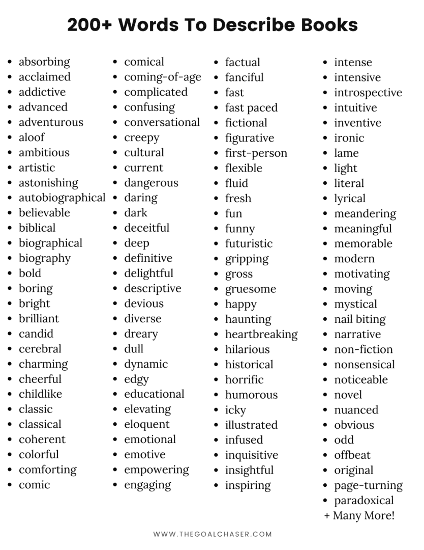 200+ Words To Describe A Book - Adjectives To Describe Any Book